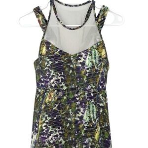 Lululemon Green and Purple Floral Athletic Top